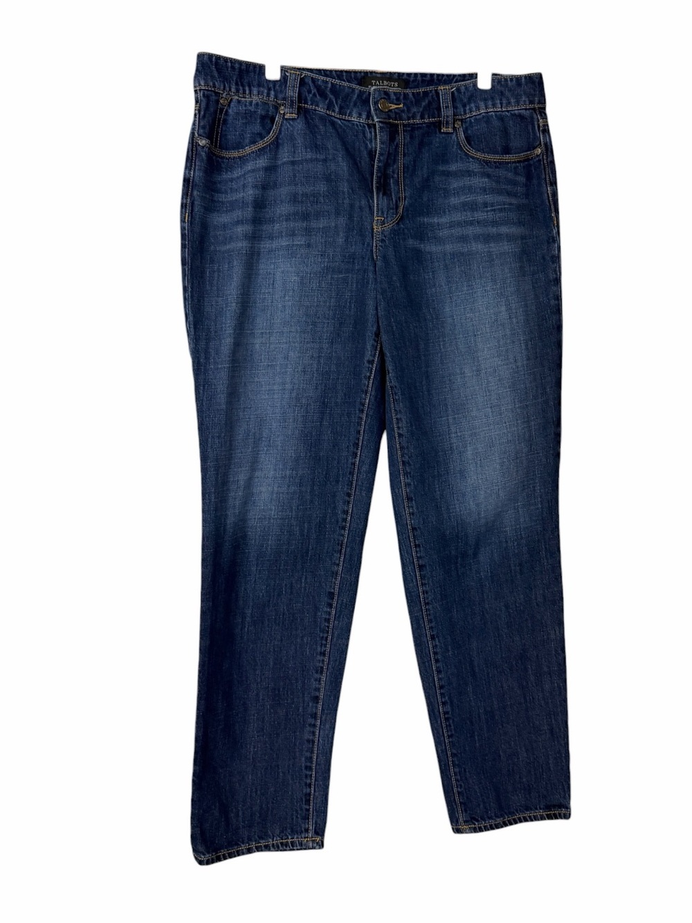 Talbots Flawless Five Pocket Women’s Jeans 12 Boyfriend Dark Wash Cotton Denim
